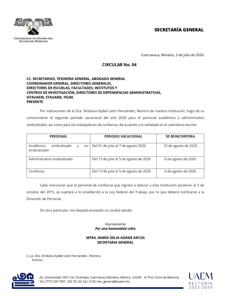 Segundo Periodo Vacacional